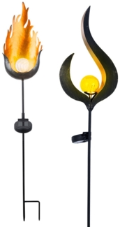 2er Set LED Erdspieß Solarleuchte, Flamme, Feuereffekt
