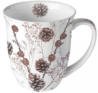 Ambiente Luxury Paper Products Becher Porzellan Tasse, Tiere-Pflanzen, Herbst-Winter- Frühling -Sommer Mug, 1-tlg, Porzellan Kollektion, Kaffeetasse Teetasse Wintertasse, Weihnachtstasse, pine tree cones, Zapfen, Zweige, Tee/Kaffee - ideal als Geschenk...