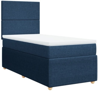 vidaXL Boxspringbett mit Matratze Blau 90x190 cm Stoff 3291910