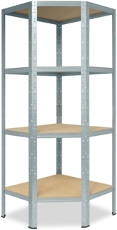 shelfplaza HOME 155x60x30 cm Eckregal in grau-verzinkt mit 4 Böden und 175 kg Traglast pro Boden