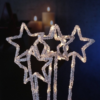 MARELIDA LED-Stern für außen LED Gartenstecker Acryl Sterne 5 Leuchtsterne Außen Weihnachtsdeko, LED Classic, warmweiß (2100K bis 3000K)