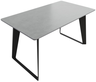 Esstisch 140x80cm graue Keramikplatte schwarze U-Form Beine : Grau