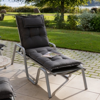 Herlag Liegenauflage Ava Polster für Gartenliege 190x60x9cm extra dick Kopfpolster, (1 St), SunGuard Liegepolster mit starkem UV- & Fleckschutz, Anthrazit