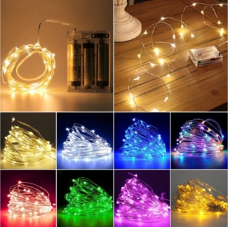 Sunicol LED-Lichterkette 2/3/5/10M, Kupferdraht, AA-Batterie, für Weihnachten Hochzeit Party