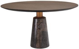 Casa Padrino Esstisch Luxus Esstisch Grau Ø 132 x H. 76 cm - Runder Marmor Küchentisch - Luxus Esszimmer Möbel