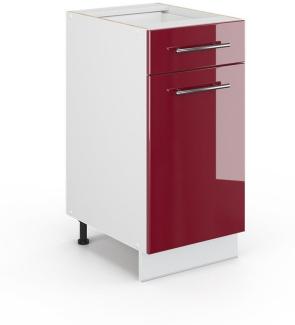 Vicco Küchenschrank Hängeschrank Unterschrank Küchenzeile Hochglanz Fame-Line (Bordeaux Hochglanz, Schubunterschrank 40 cm)