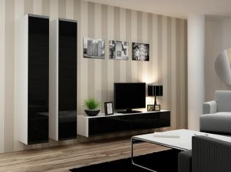Stylefy Set Vago IV A Wohnwand Weiß Schwarz