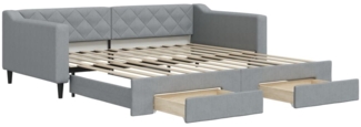 vidaXL Tagesbett Ausziehbar mit Schubladen Hellgrau 100x200 cm Stoff 3197467