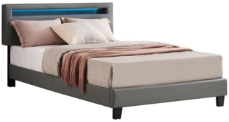 CARO-Möbel Polsterbett CARIBO, Polsterbett 120x200 cm Bett mit Kunstleder & LED Beleuchtung verschied