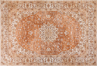 Teppich Baumwolle orange 160 x 230 cm orientalisches Muster Kurzflor HAYAT