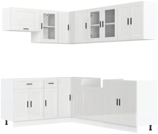 vidaXL 11-tlg. Küchenschrank-Set Porto Hochglanz-Weiß Holzwerkstoff 3314903