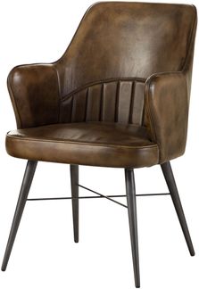 Stuhl Echtleder 55 x 62 x 84 dunkelbraun IRON LABEL #30