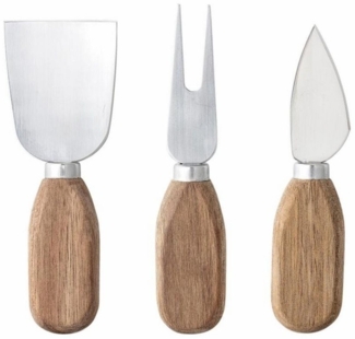 Bloomingville Käsemesser Lisamai Käsebesteck 3er Set, Akazienholz Natur Käseset Dänisches Design