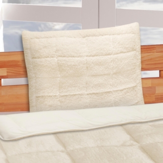 Wende Bettdecke 135x200cm Lammflor Optik - Steppbett Sherpa-Fleece und Mikrofaser Seite - ( inkl. 80x80cm Kopfkissen ) warme Steppdecke - Öko-Tex