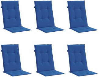 vidaXL Gartenstuhlauflagen für Hochlehner 6 Stk. Königsblau 120x50x3cm 314118