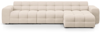 Micadoni Ecksofa Kendal 5-Sitzer Rechts Strukturierter Stoff Beige Buchenholz schwarz