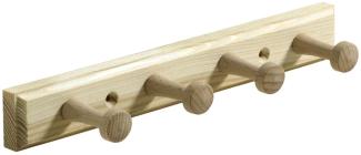 Hettich Holzgarderobe 4 Haken 24,0 x 3,5 x 5,5 cm Fichte