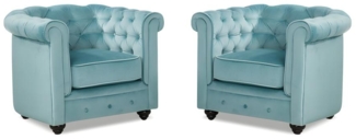 Vente-unique - Sessel 2er-Set - Samt - Hellblau - CHESTERFIELD