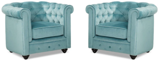 Vente-unique - Sessel 2er-Set - Samt - Hellblau - CHESTERFIELD