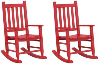 vidaXL Schaukelstuhl für Kinder 2 Stk. Rot Massivholz Pappel 3281597