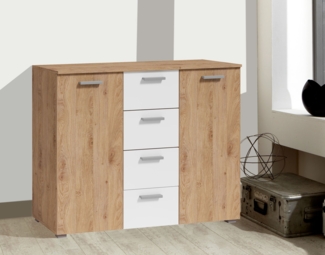 Kommode Galaxy Sideboard 132cm eiche beaufort weiß