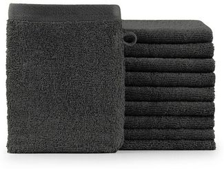 Blumtal Waschhandschuh 10er Set aus Frottee 15x20 cm - weich und saugstark, (Set), mit modischer Bordüre und praktischer Aufhängeschlaufe, 100% Baumwolle