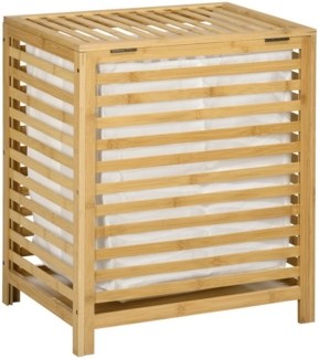 HOMCOM Wäschekorb 55L, Wäschesammler mit Deckel, Entnehmbarem Wäschesack (Wäschebox, 1 St, Wäschetruhe), Bambus, 50 x 36 x 60 cm, Natur