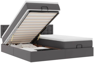 vidaXL Ottoman-Bett mit Matratzen & LEDs Grau 200x200 cm Kunstleder 3312813