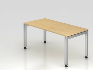 Schreibtisch JS16 U-Fuß / 4-Fuß eckig 160x80cm Ahorn Gestellfarbe: Silber
