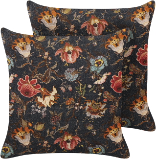 Kissen 2er Set Blumenmuster RAMONDA Samtstoff 45 x 45 cm Bunt