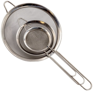 Intirilife Küchensieb, Edelstahl, (Set, 3-St, Set), Sieb Set Küche - 8 / 12 / 18 cm Durchmesser - Seiher aus Edelstahl
