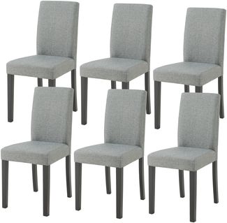 Esszimmerstuhl Hamburg 6er Set Textil Hellgrau [en. casa]