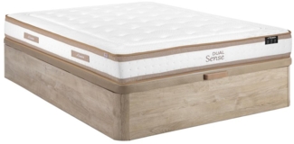 Vente-unique - Bett mit Bettkasten - 160 x 200 cm - Natur hell - Hybridmatratze 7-Zonen Taschenfederkern & Memoryschaum - Höhe 28 cm - MEYANI von YSMÉE