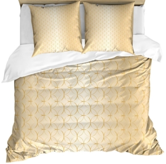 Abakuhaus Bettwäsche weicher Microfaserstoff Allergiker geeignet, kein Verblassen, Microfaser, Beige Geometrisches Gold-Muster