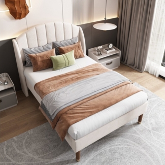 STILVORA Polsterbett 90×200 Bettgestell Jugendbett mit Lattenrost und Kopfteil,Kinderbett (Stahlrahmen mit Holz-Lattenrost Einfache Montage, mit Matratze), Samt Bezug weich und hoch Kopfteil Polsterung aus Schaum