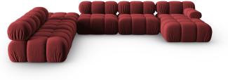 Micadoni Modulares Panorama Ecksofa Bellis 7-Sitzer Links Samtstoff Dunkelrot