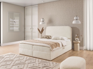 Boxspringbett Schlafzimmerbett AMADOR 160x220 cm Stoff Coral Creme