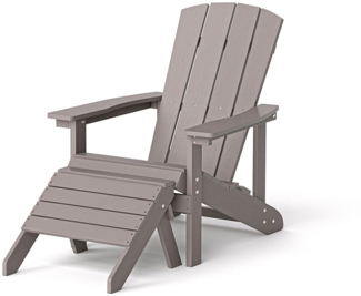 HOME DELUXE Gartenstuhl FAREA inkl. Hocker – Grau