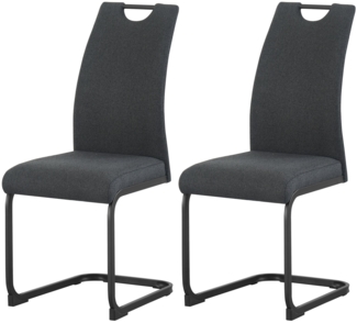 Kairo Stuhl 2er Set - Stuhl (B/H/T): 43 x 98 x 59 cm in Anthrazit