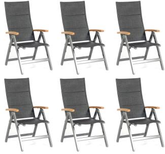 Sonnenpartner 6er-Set Klappsessel Sierra Aluminium mit Textilen anthrazit Klapp-Sessel Klappstuhl