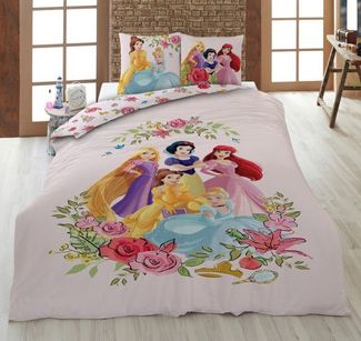 KK Shopping Kinderbettwäsche Disney Princess Mädchen Bettwäsche 135 x 200cm 100% Baumwolle, 1 teilig, Langlebig