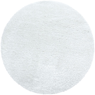 Hochflor Teppich Baquoa rund - 160 cm Durchmesser - Weiß