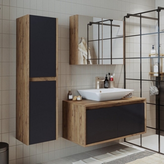 Roomart Badmöbel-Set ATL4TLG-100, (Badmöbel Set Unterschrank mit Waschbecken Spiegelscrank)