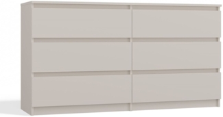 Selsey 'Malwa' Kommode mit sechs Schubladen, greige, ca. 75 x 138 x 40 cm