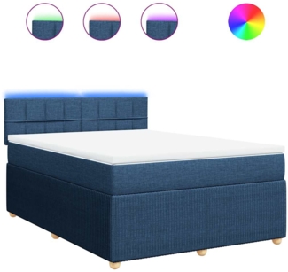vidaXL Boxspringbett mit Matratze Blau 140x200 cm Stoff 3289785