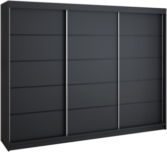 Schwebetürenschrank MES 2-türig Schrank 200 cm (mit Spiegel) Farbe: Schwarz