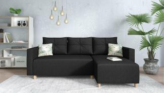 Stylefy Lamone Ecksofa Strukturstoff Schwarz Rechts