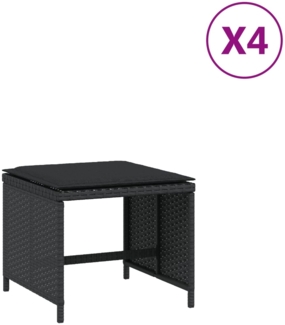 vidaXL Gartenhocker mit Kissen 4 Stk. Schwarz 40x40x35 cm Poly Rattan 4007484