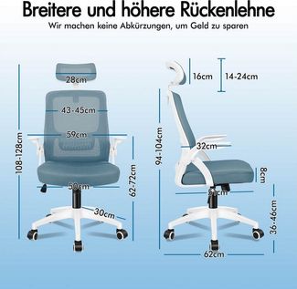 ALFORDSON Bürostuhl mit S-Kurven-Design und hochwertigen Materialien, 360° drehbar und 10 cm höhenverstellbar für Sitzen