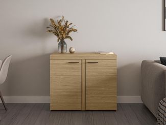 AX LIVING Schmal Kommode Spacoro 2T – Eleganz für Ihr Zuhause, Geölte Eiche